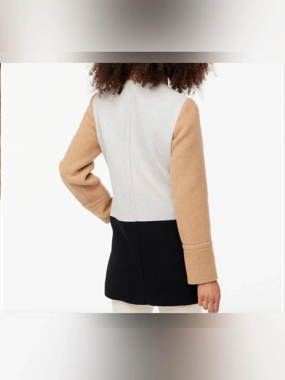 J. Crew Tan and Cream Colorblock Wool City Coat 0